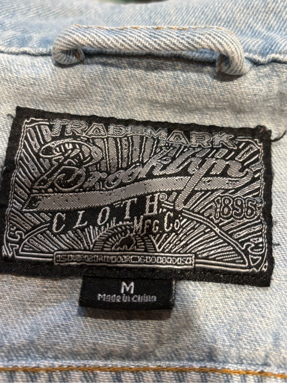 BROOKLYN CLOTH WOMENS Light Blue Embroidered Rose Denim Jacket  SIZE M - Picture 6 of 6